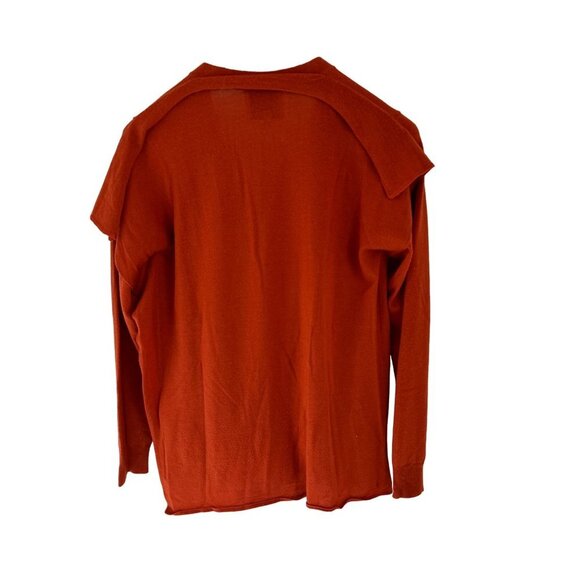 PHILLIP LIM Merino Wool Cardigan Pockets Brick Color Size Med - Picture 4 of 7